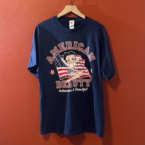 Betty Boop Men’s Blue “American Beauty, Independent & Beautiful” Y2K Shirt